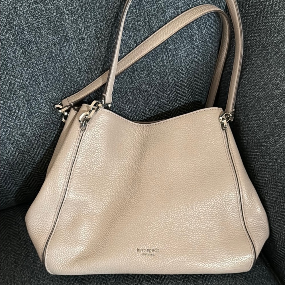 Kate Spade Pewter pebble leather with silver-tone hardware